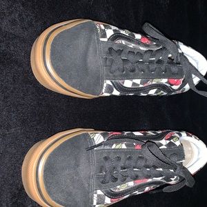 cherry checkered suede vans